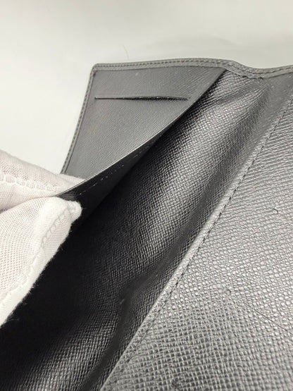 Louis Vuitton Taiga Leather Long Wallet-Black-Made in France-Unused-Archive