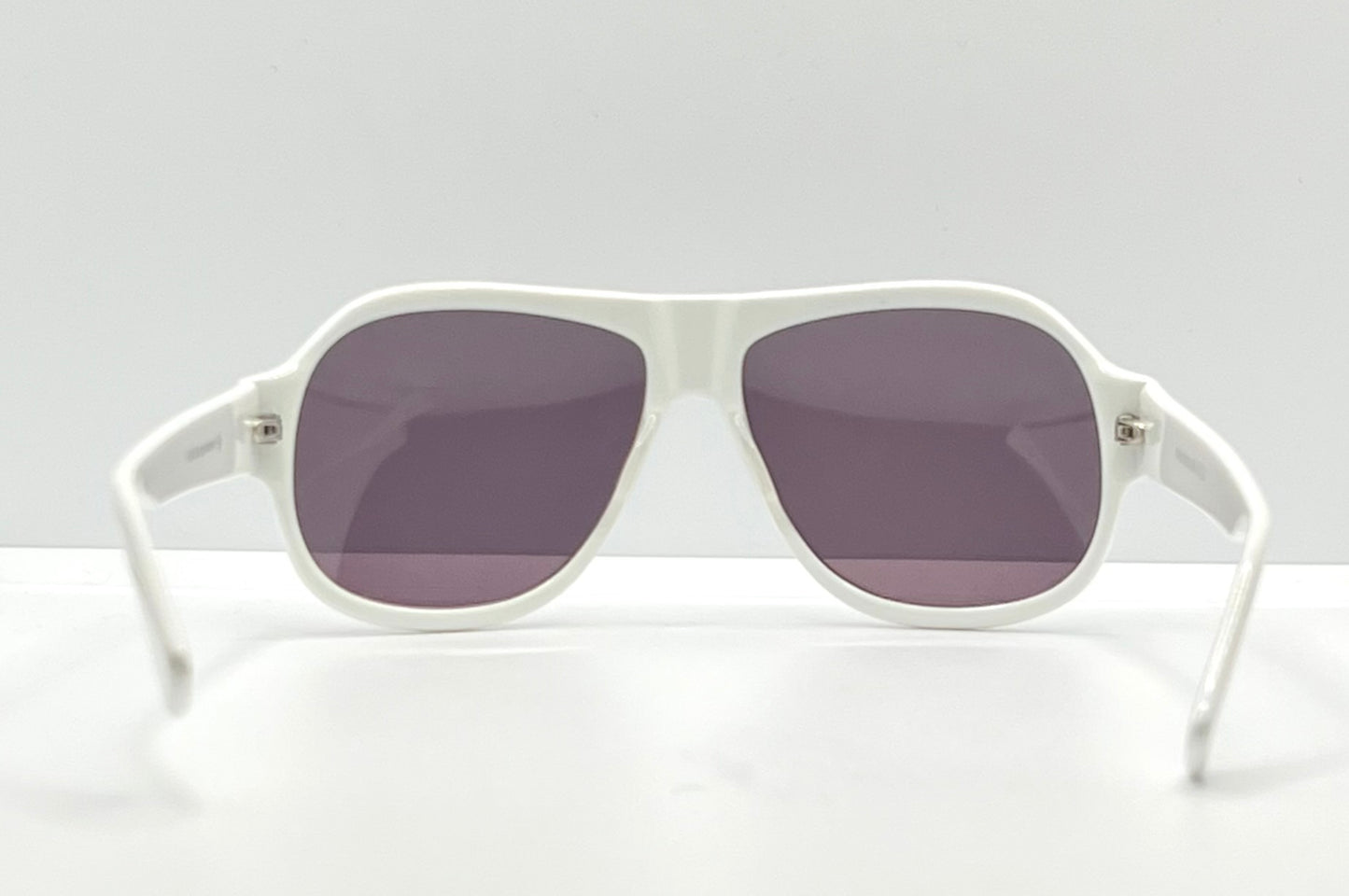 Kala Eyewear “Player” – White Acetate Frame – Dark Plum Lenses – Handmade in the USA