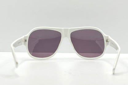 Kala Eyewear “Player” – White Acetate Frame – Dark Plum Lenses – Handmade in the USA