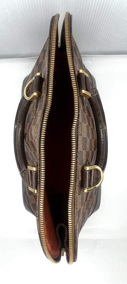 Louis Vuitton VINTAGE Alma Damier Ebene Handbag Brown Leather