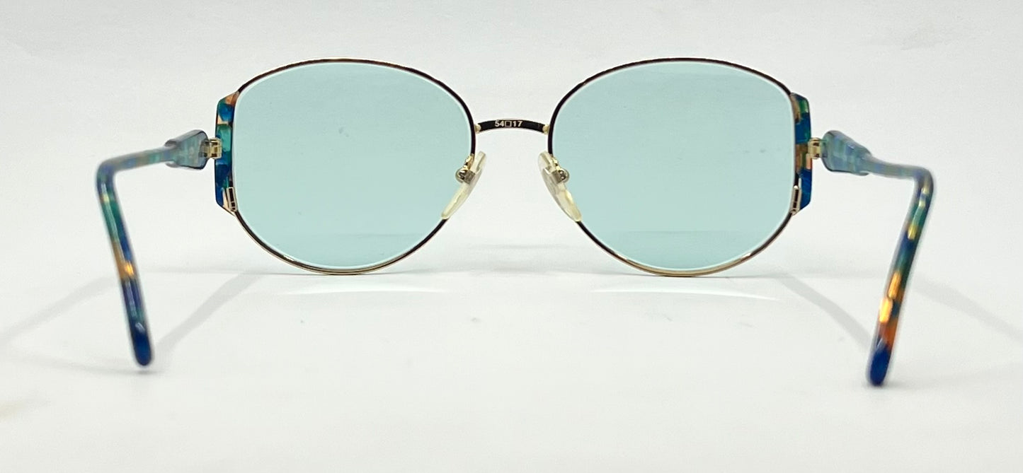 Maurice St Michel Vintage Italian Sunglasses-New Solid  Aqua Custom Tinted Lenses