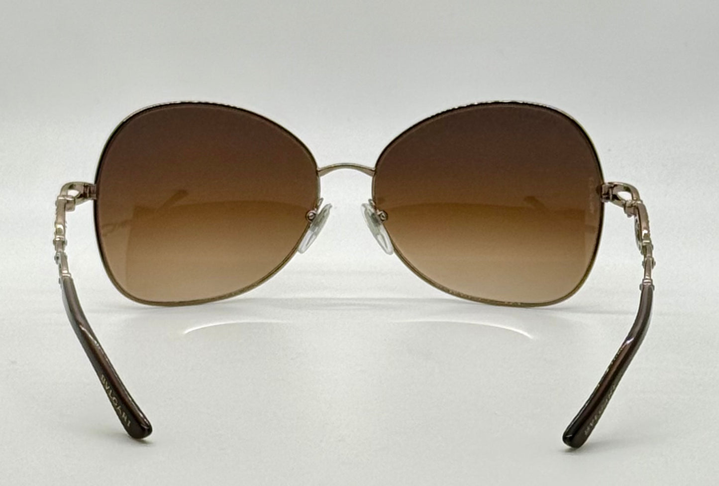 BVLGARI 6025-B Sunglasses-Crystal Temple-Brown Gradient Lenses-Unworn-Italy-60mm