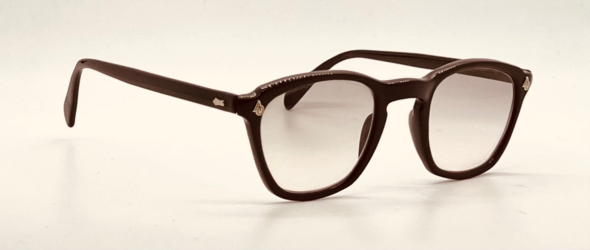 American Optical Vintage Hinge Wellington Chocolate Brown Zero Tint Eyeglasses