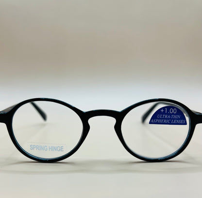 Brand new rounded readers.  Aspheric lenses & spring hinges.  No brand - Great Price