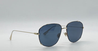 Dior 2VK49-VINTAGE Gold Metal Sunglasses-Blue Lenses 58-15-145 Unworn-Full Kit