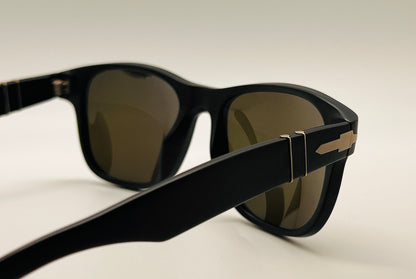 Persol 3051-V Matte Black Optical Frame with Brand New, Custom Solid Green Berko’s Designs Lenses