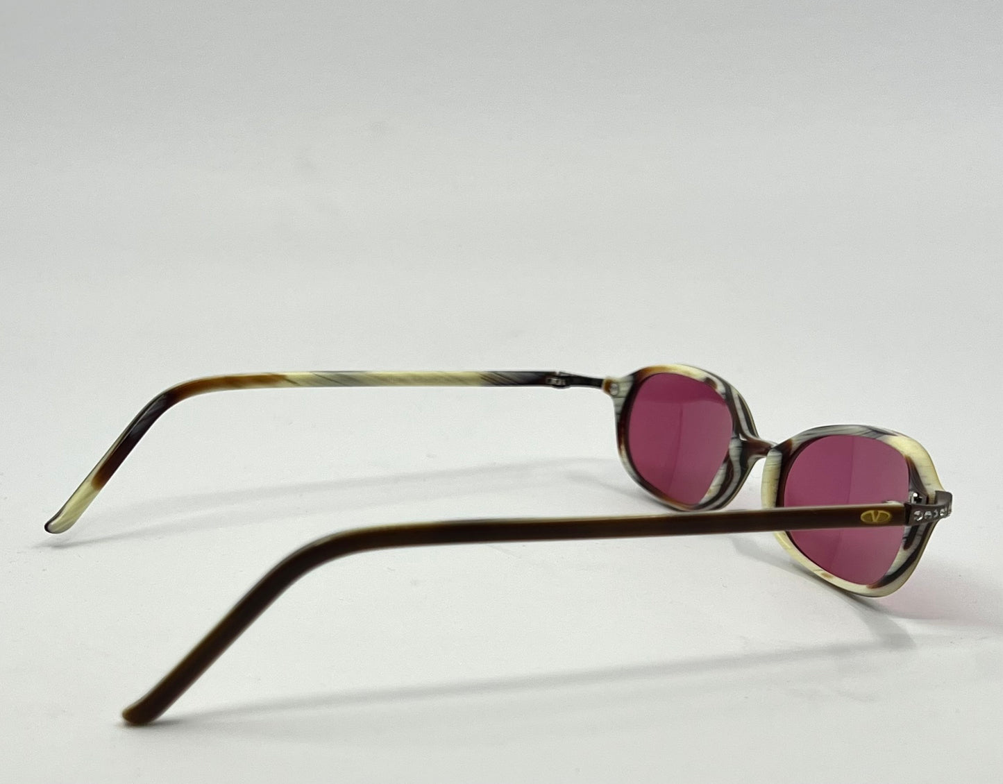 Valentino Vintage Sunglasses w/New Solid Pink Custom Tinted Lenses-Italy-Unworn