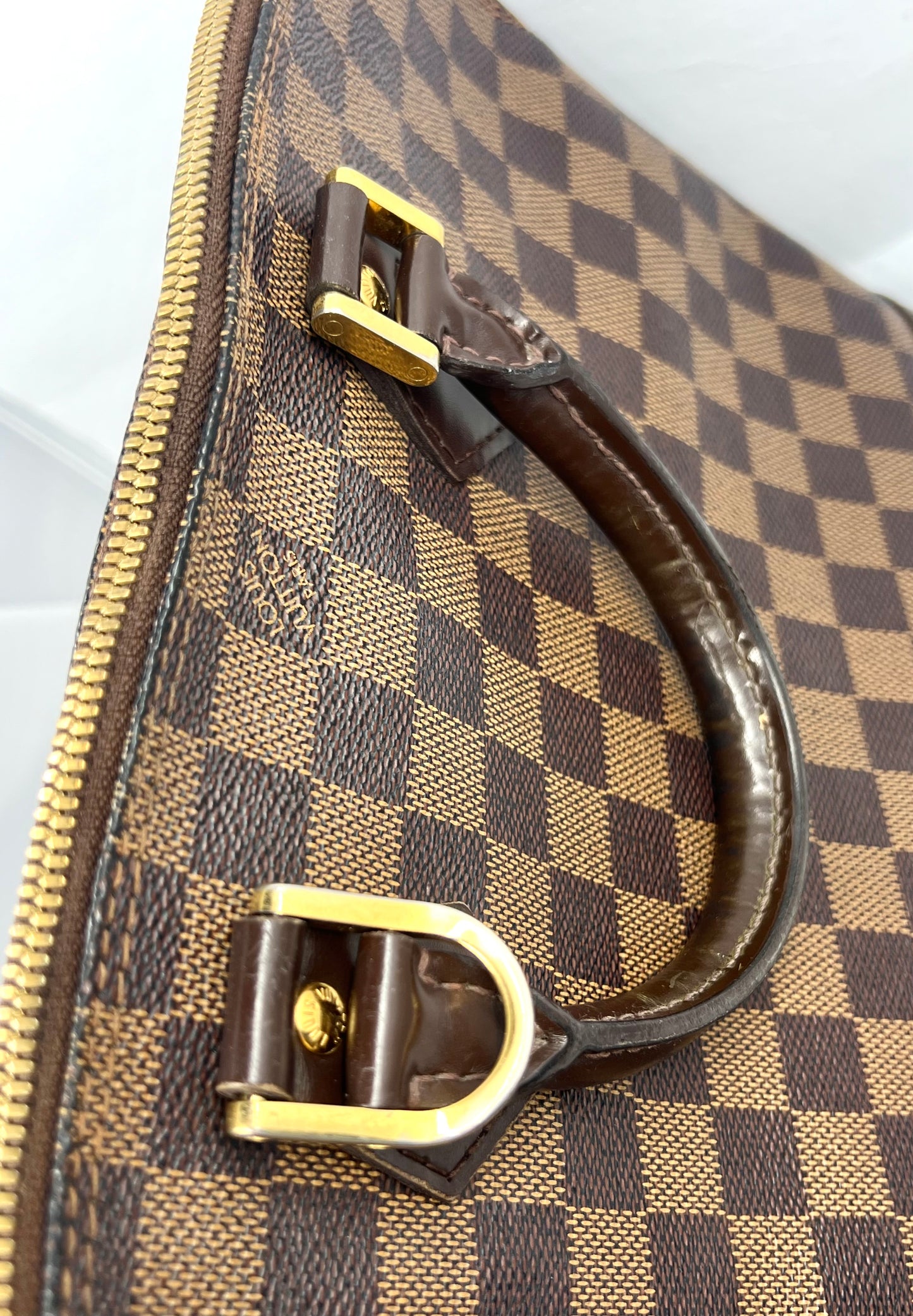 Louis Vuitton VINTAGE Alma Damier Ebene Handbag Brown Leather