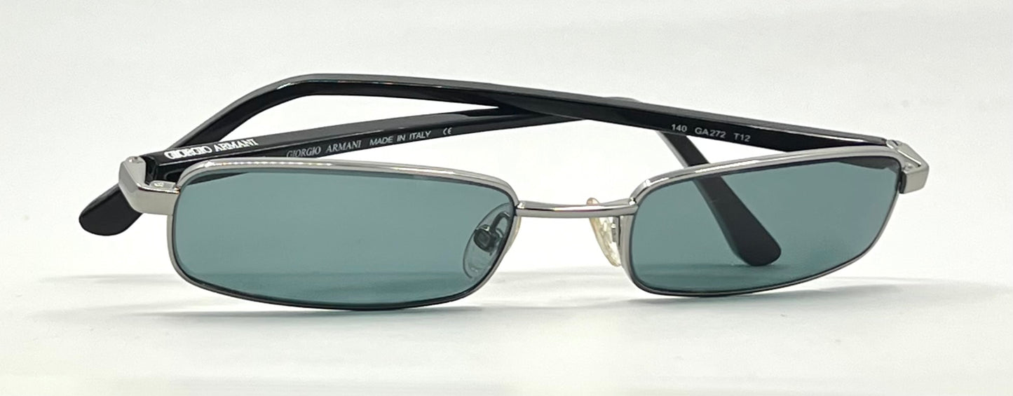 Giorgio Armani GA272-Y2K Vintage Sunglasses-New Solid Teal Custom Lenses