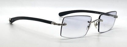 Chrome Hearts VELVEDERE SS-WEB-Vintage Rimless Wood Temple-New Custon Blue Zero Lenses