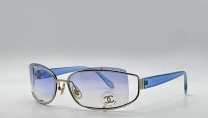 CHANEL 4034 Rimless Sunglasses Blue Temples Melanin Lenses-VINTAGE NOS