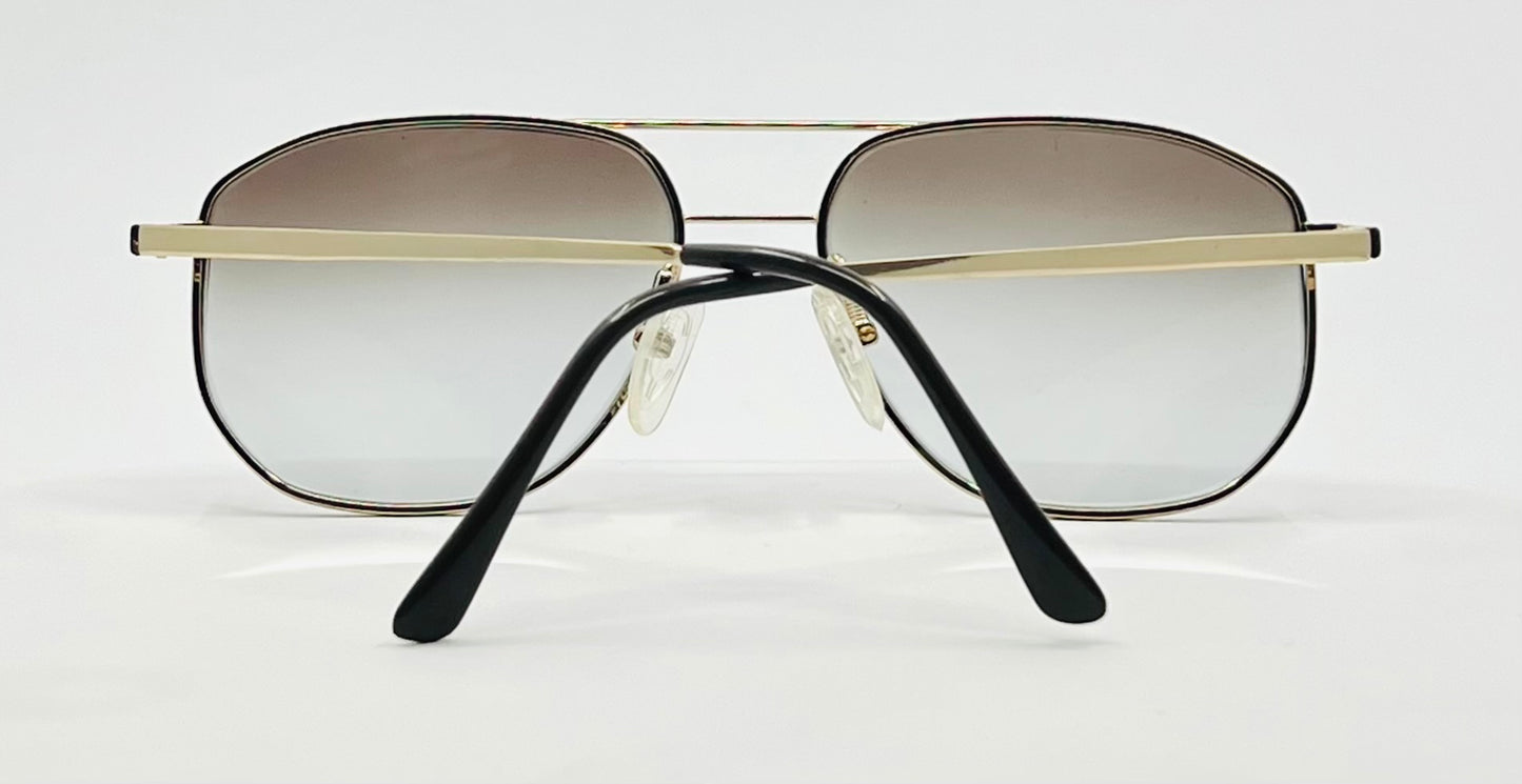 Studio 123-R-Flex Gold Aviator Sunglasses-New Gradient Custom Lenses-1970s Vintage