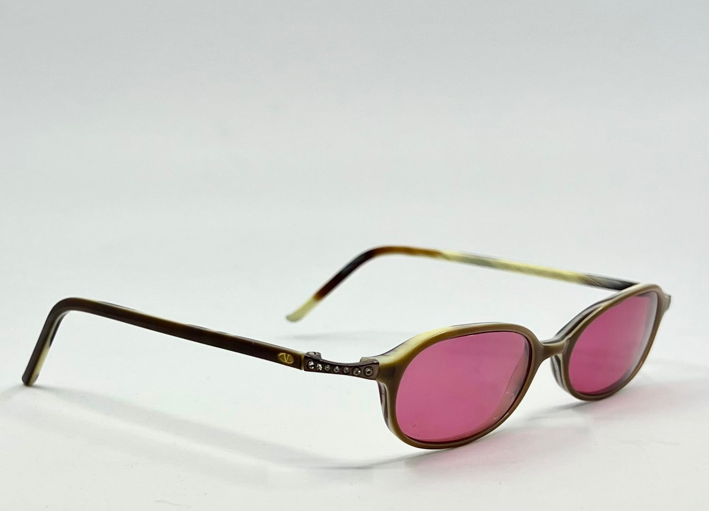 Valentino Vintage Sunglasses w/New Solid Pink Custom Tinted Lenses-Italy-Unworn
