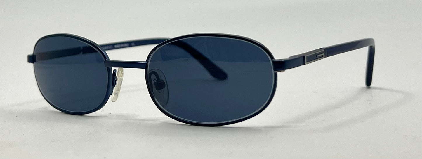 Gucci GG1374 6VE Y2K VINTAGE Oval Sunglasses-New Solid Blue Custom Lenses