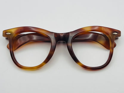 Late 60's NOS Thick French Panto Style Eyeglass Frames with Folding Temples