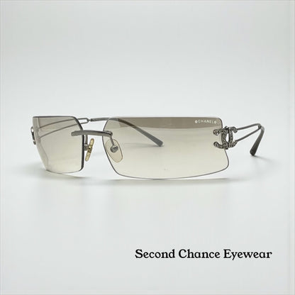 CHANEL 4051B 103/61 Rimless Crystal CC Logo Sunglasses-Y2K Deadstock-Italy
