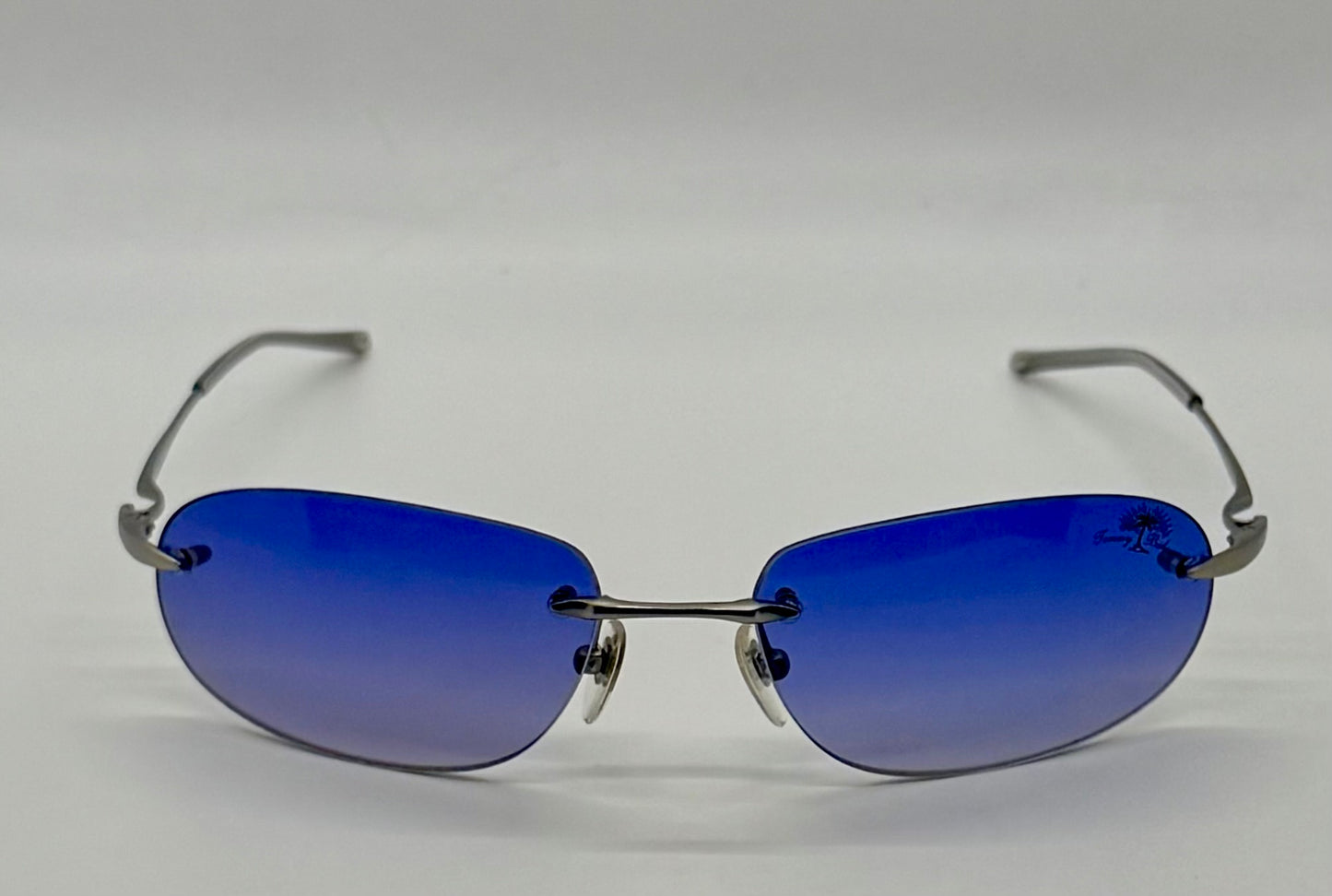 Tommy Bahama TB7/SA Sunglasses Rimless Shield Matte Silver Purple Y2K Deadstock