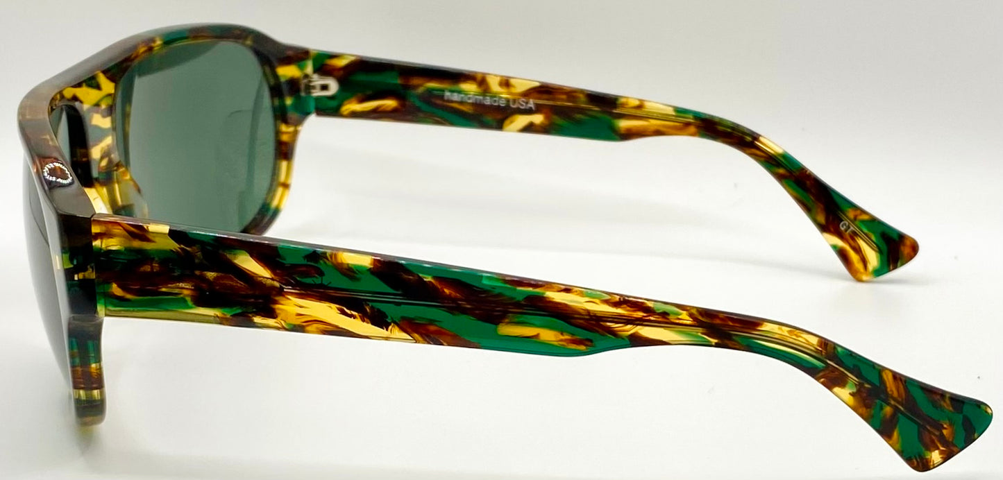 Deadstock Kala Eyewear - USA Made Green/Brown/Amber Tortoise Shell Sunglasses