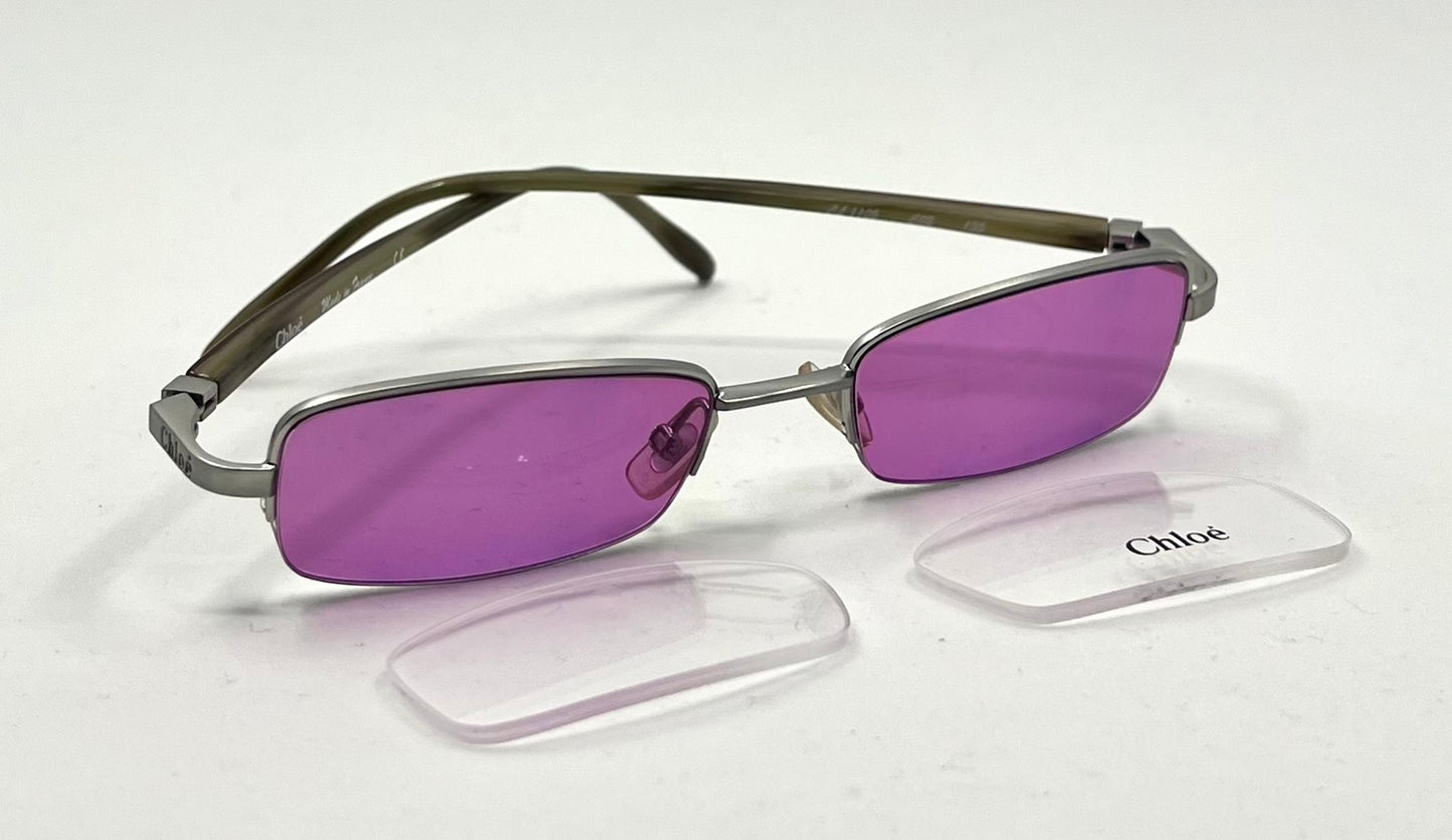Chloé CL1105 Y2K Vintage Sunglasses w/New Solid Purple Custom Lenses-France
