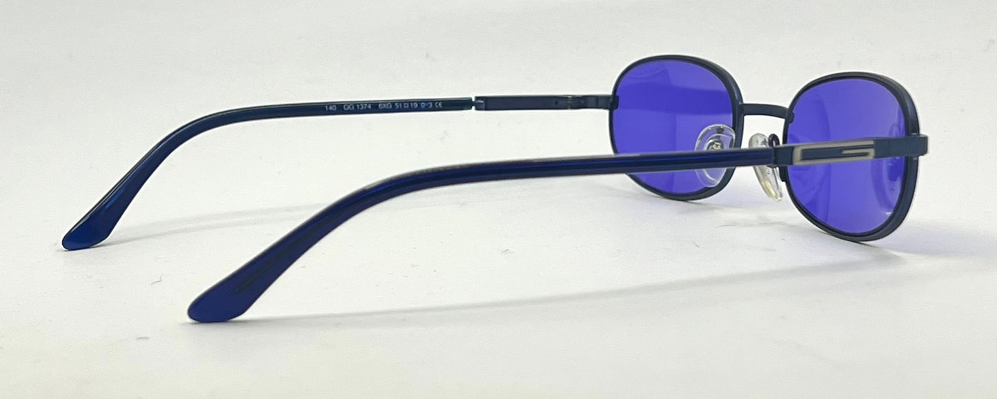 Gucci GG1374 6VE Y2K VINTAGE Oval Sunglasses-New Solid VIOLET/BLUE Custom Lenses