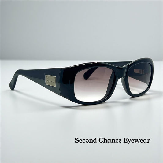 Lazi iTV 3 Vintage Sunglasses-Black Acetate w/ Silver Logo-Y2K Deadstock Italy