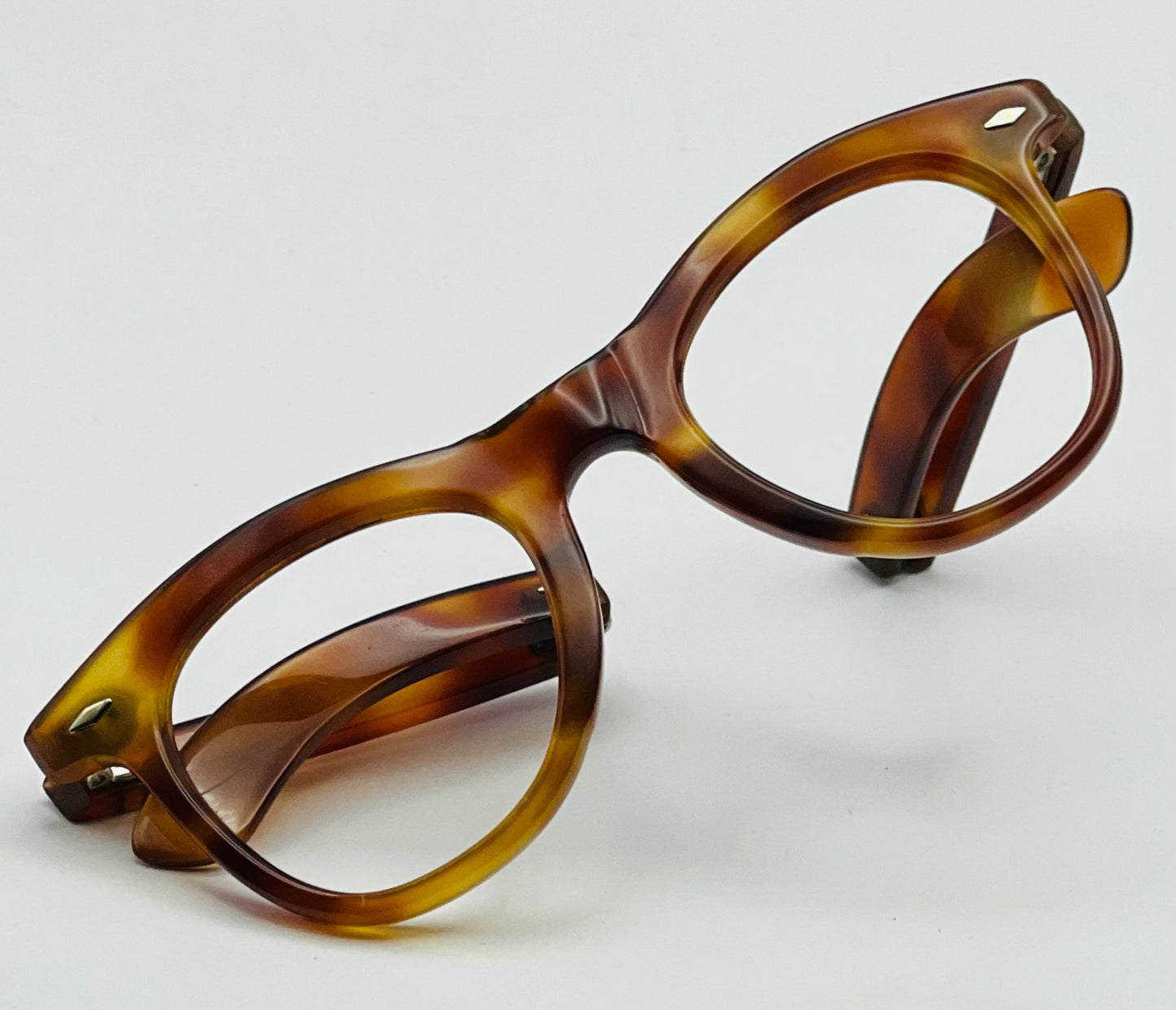 Late 60's NOS Thick French Panto Style Eyeglass Frames with Folding Temples