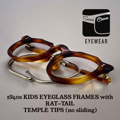 Vintage 1940’s CHILDREN’S ACETATE Eyeglass Frames with COIL (Rat Tail) TEMPLE TIPS (prevents slippage)-New/Old Stock