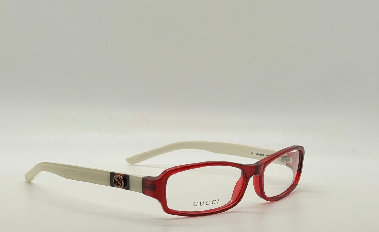 Gucci Gg 2568 Pr6 Red & Ivory Rectangular Eyeglasses-Vintage|Deadstock-Italy
