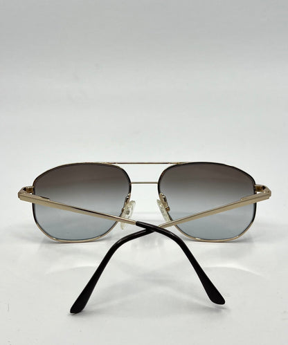 Studio 123-R-Flex Gold Vintage Aviator Sunglasses w/New Grey Gradient Custom Lenses-Deadstock