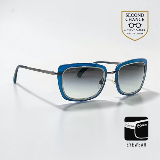 CHANEL 4203 Blue Sunglasses-Y2K VINTAGE Deadstock w/ Case & Cloth-Italy