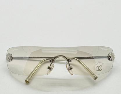Chanel 4086 C.124/6Y Vintage Shield Sunglasses – Deadstock/Unworn-Camellia Silver
