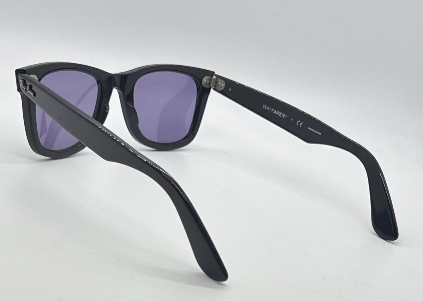 Ray-Ban RB5121 2000 Wayfarer Black w/ New Light Purple Custom Lenses–Full Kit