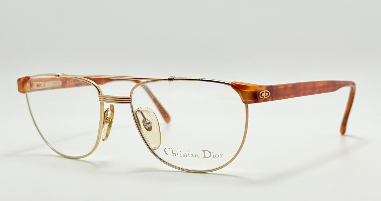 Vintage New/Deadstock Christian Dior 2722 10 Gold & Chestnut Frames – 54mm