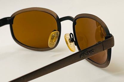 Vintage Revo 1416/058 City Rectangle Sunglasses - Antique Brushed Copper Frame with Purple Mirror Lenses