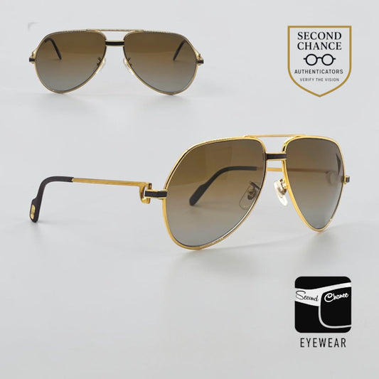 Cartier Vendome Laque Bordeaux 22K Gold-VINTAGE-New Custom Polarized Lenses