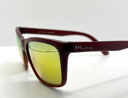 Mira M45 Vintage Sunglasses – Matte Red Frame w/ Yellow Mirror Lenses – NOS