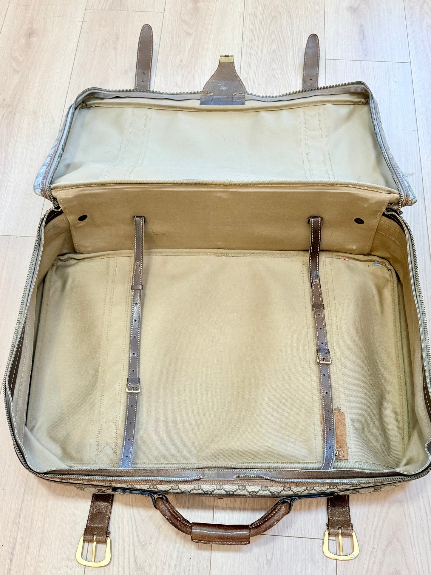 Vintage Gucci GG Supreme Web Stripe Suitcase 1980s Travel Case