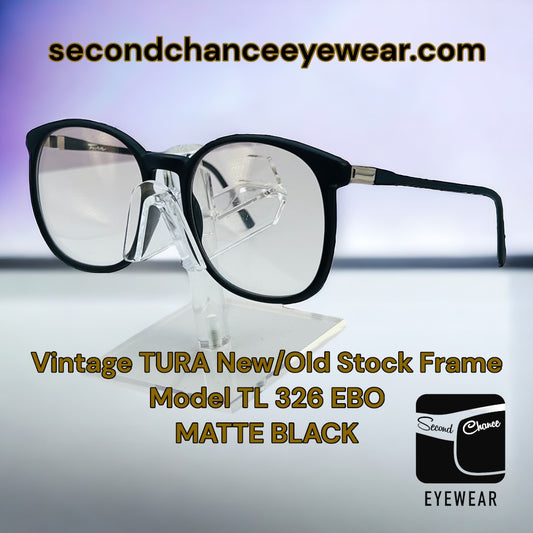 VINTAGE TURA FRAMES-Mod.326 TL EBO-NEW/OLD STOCK-MATTE BLACK Made In Japan