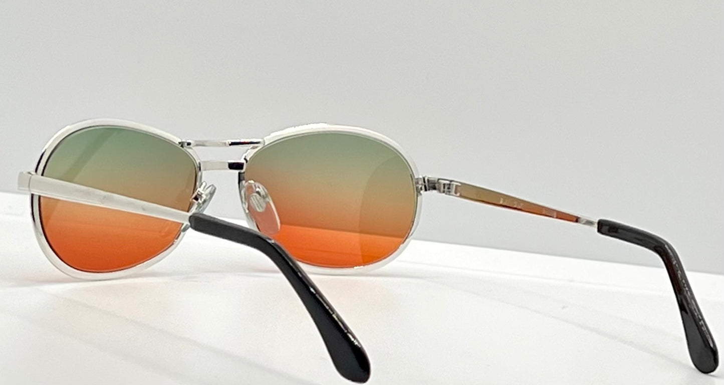 NOS SUZY GILT Vintage Silver Aviator Sunglasses w/New, Custom Sunset Fade Gradient Lenses