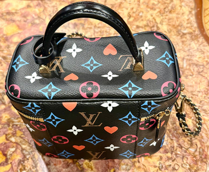 Louis Vuitton - Game On Vanity PM Black Multicolor Hearts Chain Bag Lock LV