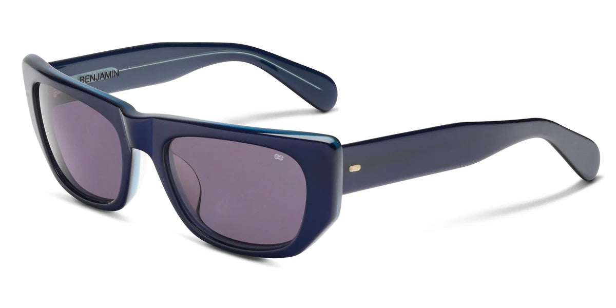 Benjamin B Ray Indigo Acetate Sunglasses Grey Lens Made in Japan