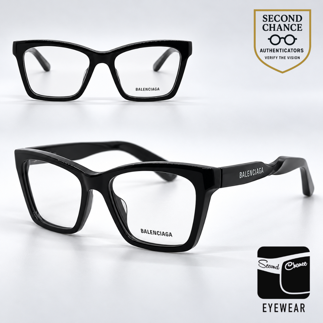Balenciaga BB0210O 001 Black Acetate Eyeglasses-Unworn-Italy