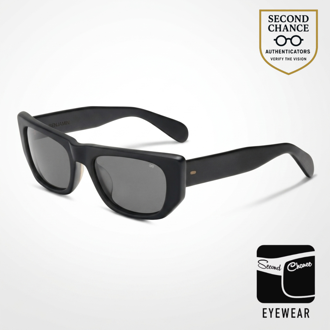 Benjamin B Ray Matte Black Acetate Sunglasses G15 Lens Made in Japan