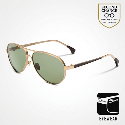 Benjamin Sherman Gold Titanium Aviator Sunglasses G15 Polarized Lens