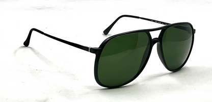 Bill Blass 22 BLK Vintage Aviator Sunglasses-New Solid Green Custom Lens Unworn-Japan