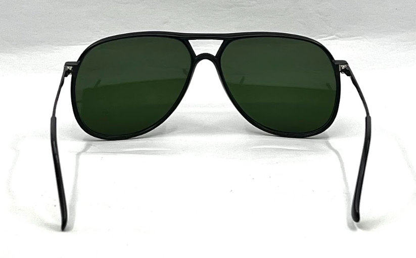 Bill Blass 22 BLK Vintage Aviator Sunglasses-New Solid Green Custom Lens Unworn-Japan