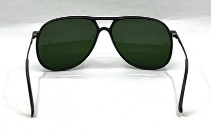 Bill Blass 22 BLK Vintage Aviator Sunglasses-New Solid Green Custom Lens Unworn-Japan