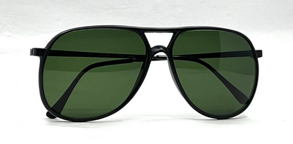 Bill Blass 22 BLK Vintage Aviator Sunglasses-New Solid Green Custom Lens Unworn-Japan