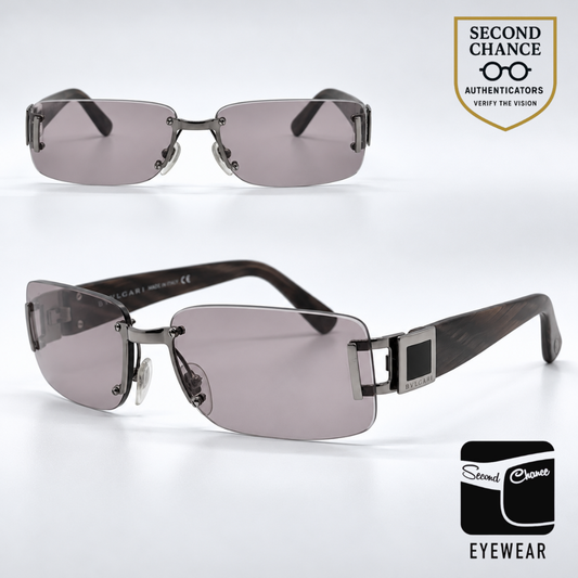 Bvlgari 626 Gunmetal / Brown Rimless Sunglasses-Brown Gradient Lenses-Unworn