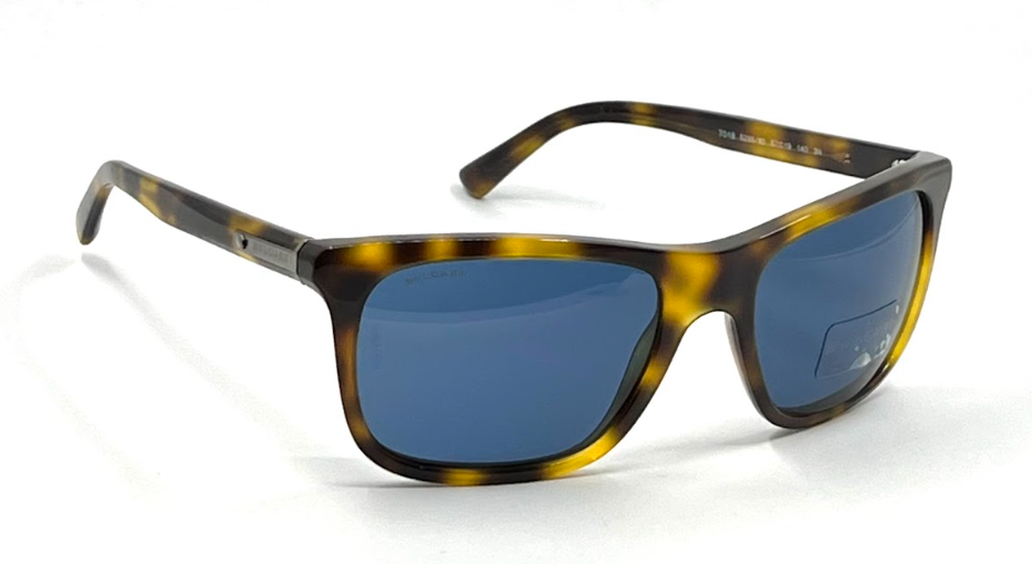 Bvlgari 7018 5299/80 Tortoise Blue Lens Vintage Sunglasses Made in Italy 57-19